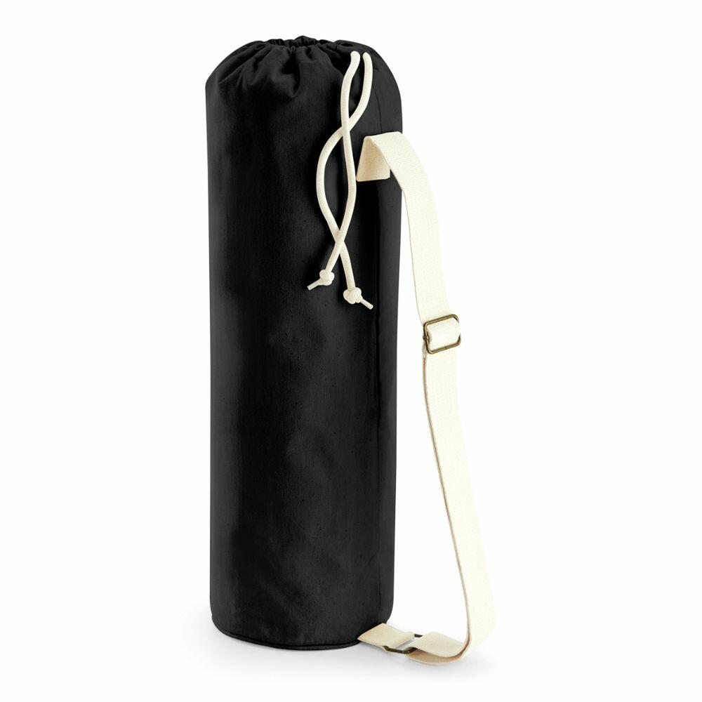 Westford Mill’s WM816 is a black cylindrical bag featuring a drawstring top and an adjustable white strap.