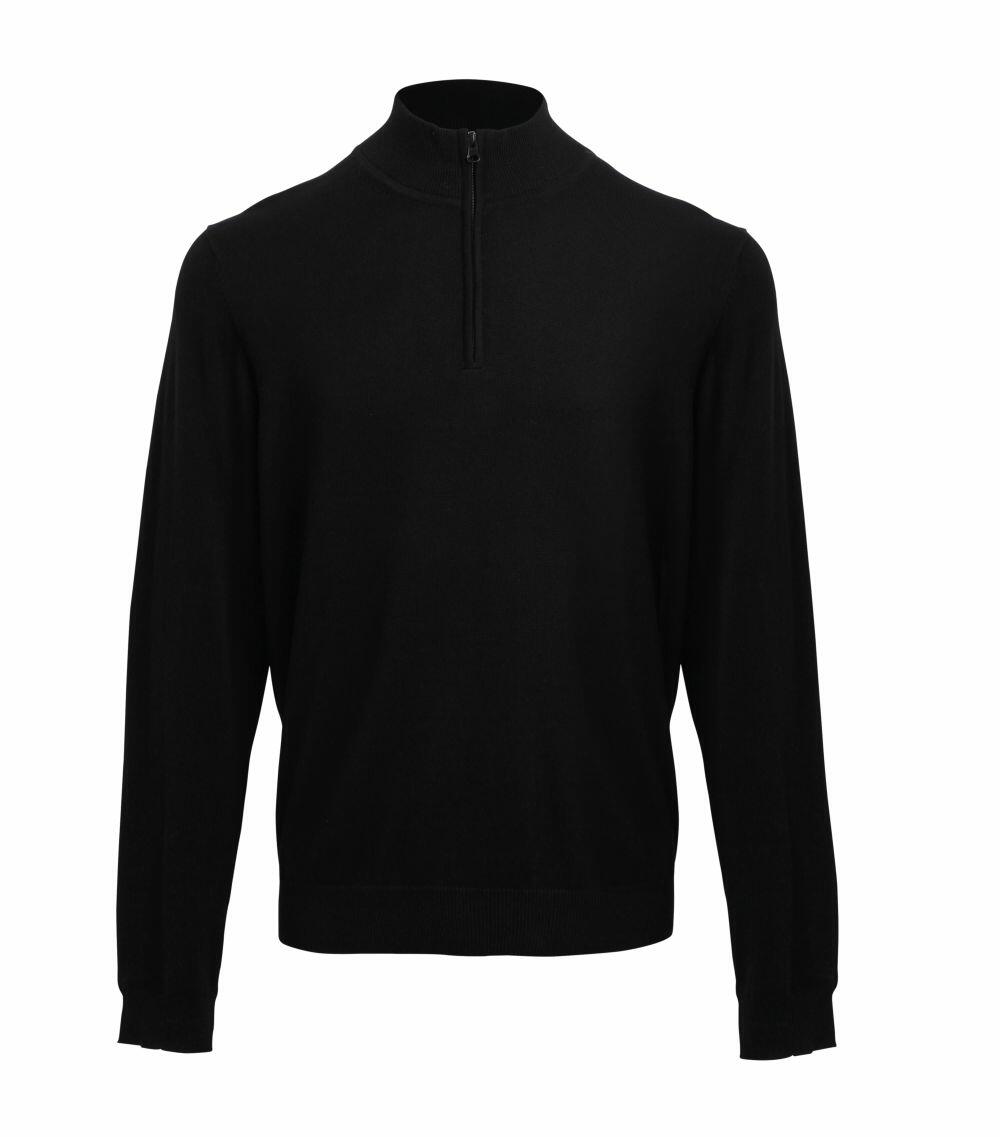 A black long-sleeve Premier PR695 sweater with a half-zip collar.