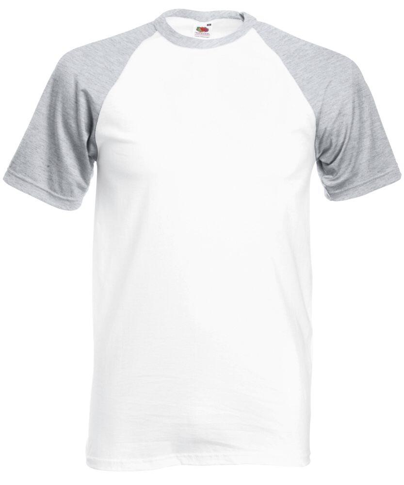 Fruit Of The Loom Baseball T-Shirt – Weiß/Rot, Größe S, 100% Baumwolle