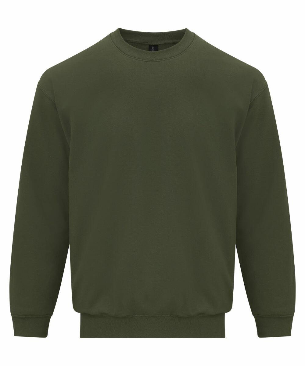 Olive Green Gildan Forest Green Sweatshirt Side View Military