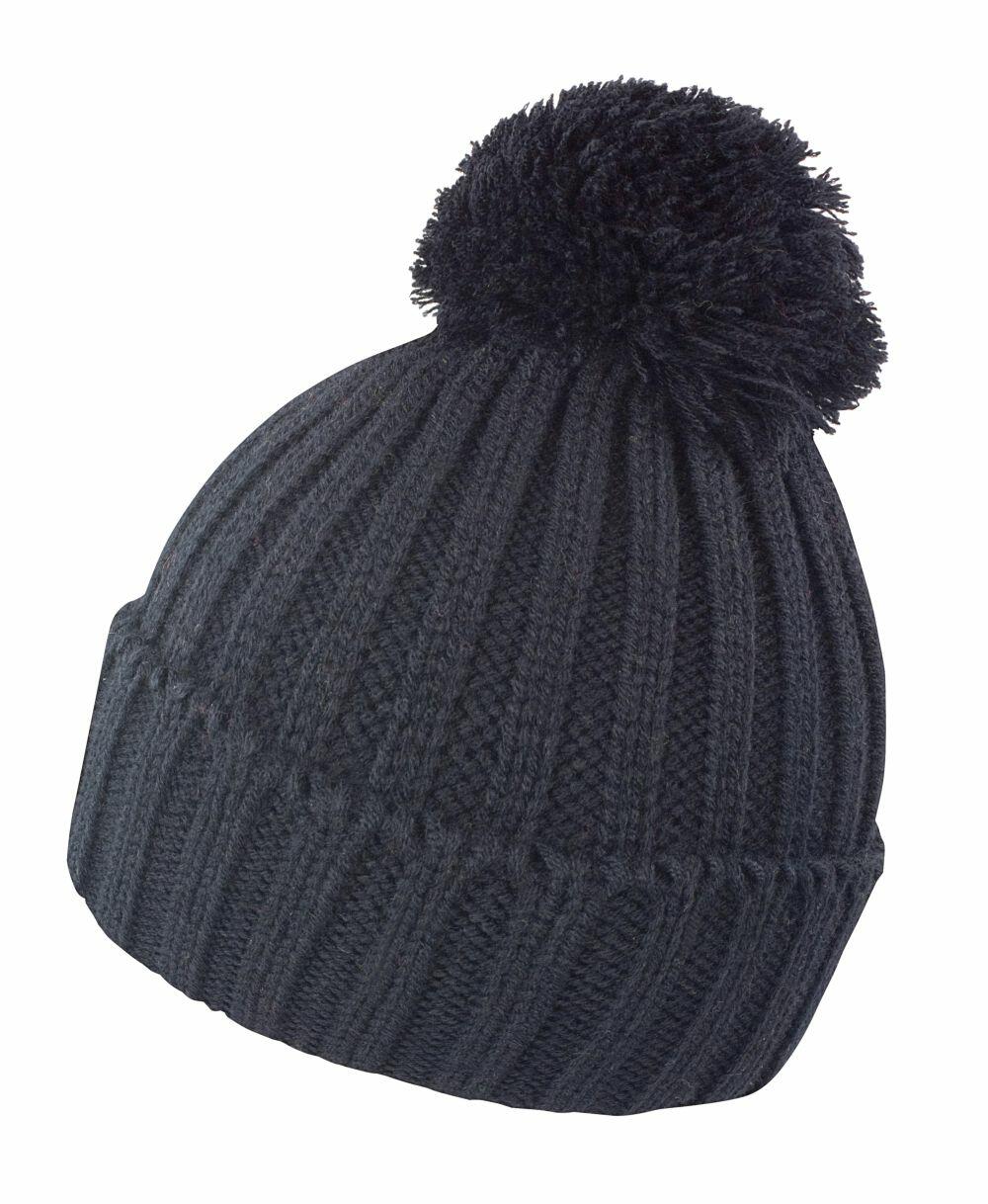 A R369X beanie from Result Winter Essentials, featuring a ribbed design in dark gray with a pom-pom on top.