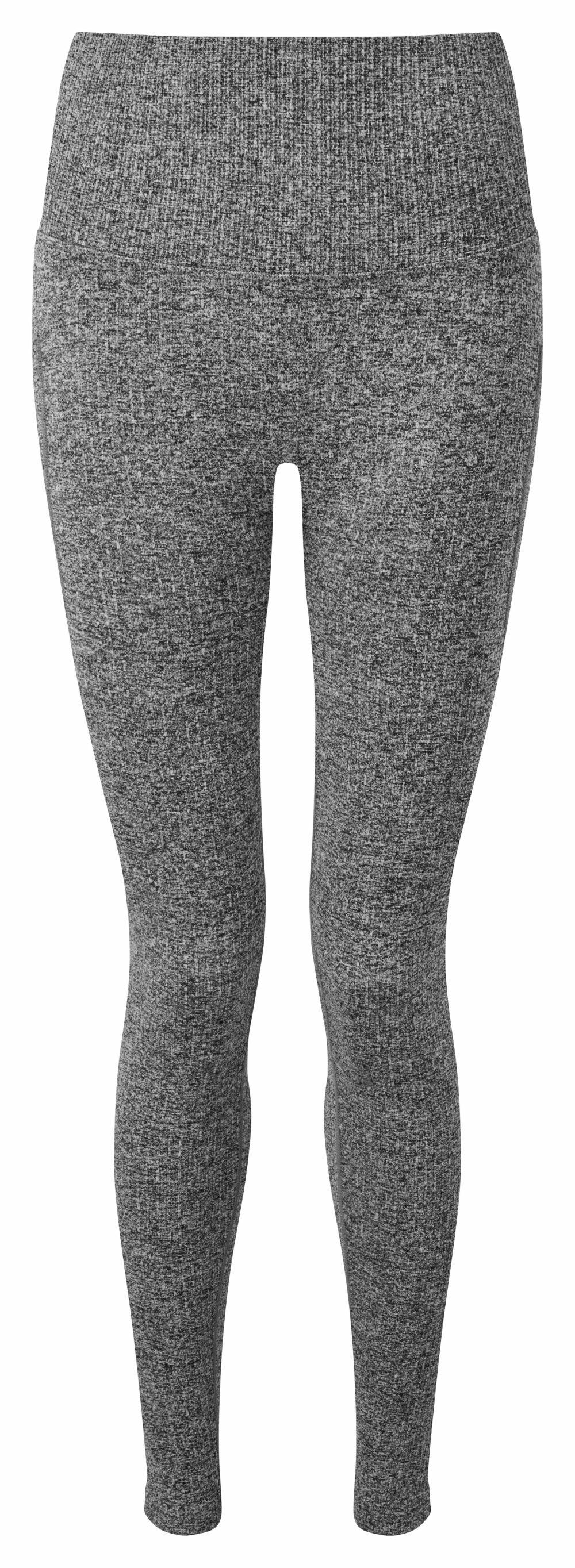 Tri-Dri TR211 leggings in gray ribbed design showcased on a white background.