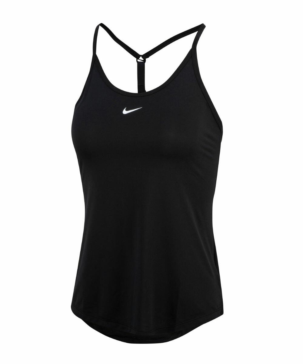 Nike NK375 tank top in black featuring thin straps and a subtle white Nike logo on the front.