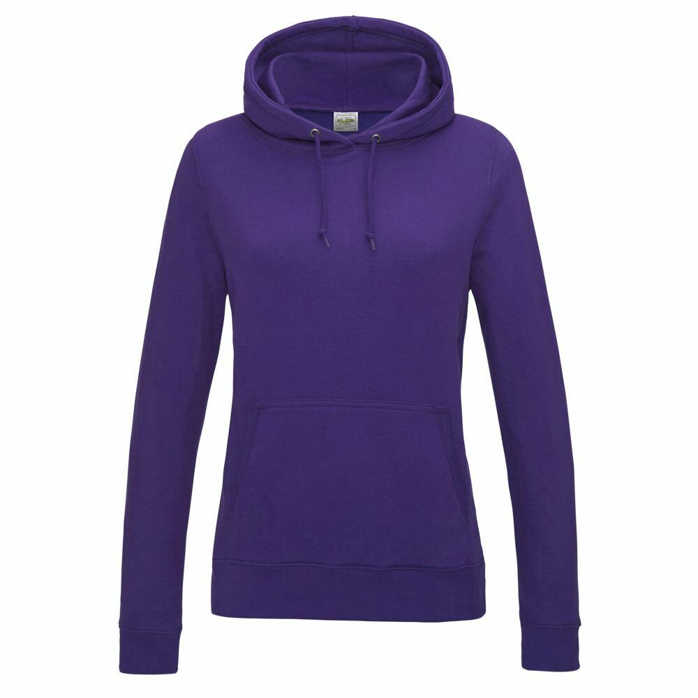 Awdis Just Hoods Women's Pullover Hoodie - 100% Cotton, Girlie College Style, Jet Black, Size S