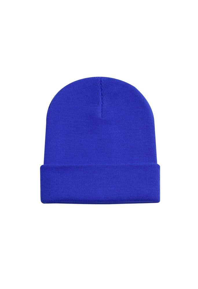 A Uneek knitted Heavweight Cuffed Beanie in Deep Royal Blue on a white background