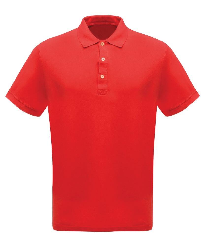 RG300 by Regatta Professional, a red polo shirt featuring a collar and buttoned placket, displayed against a white background.