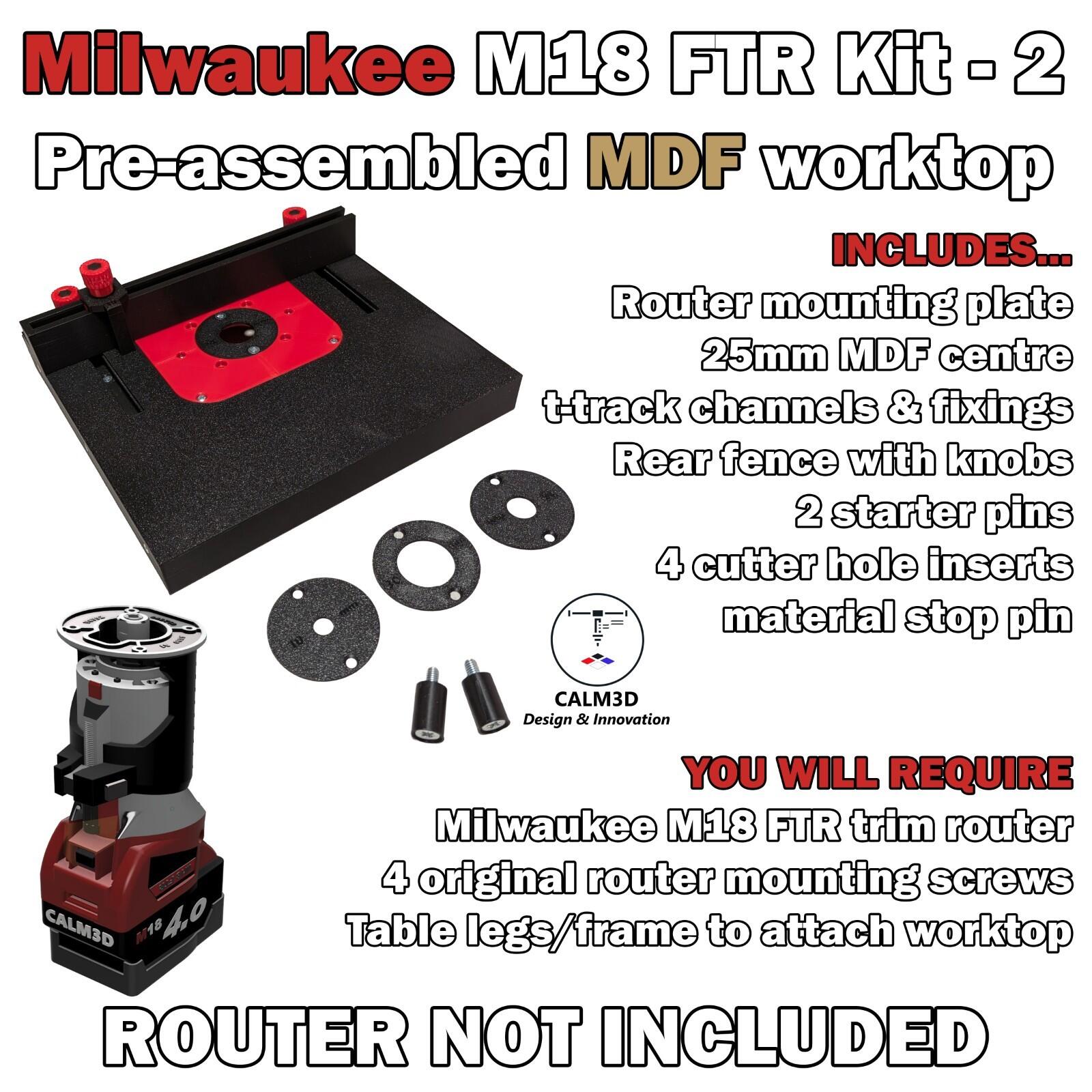 Milwaukee M18 FTR Compact trim table router kits