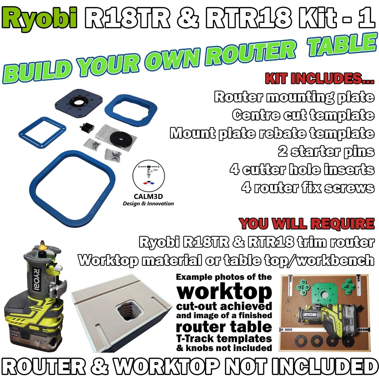 Small Ryobi Router Table Ryobi R18TR & RTR18 Compact trim table router kits