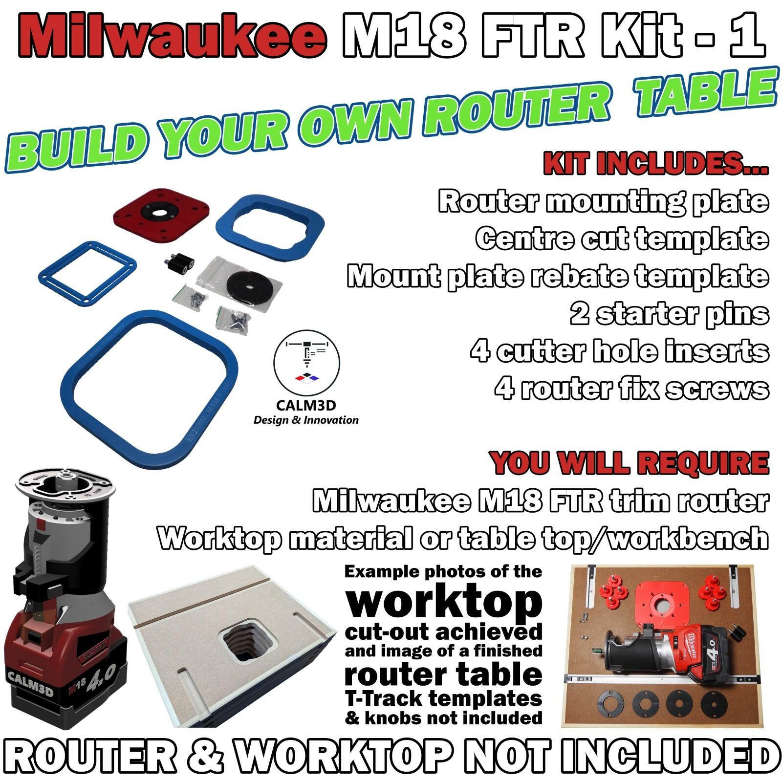 Milwaukee M18 FTR Compact trim table router kits