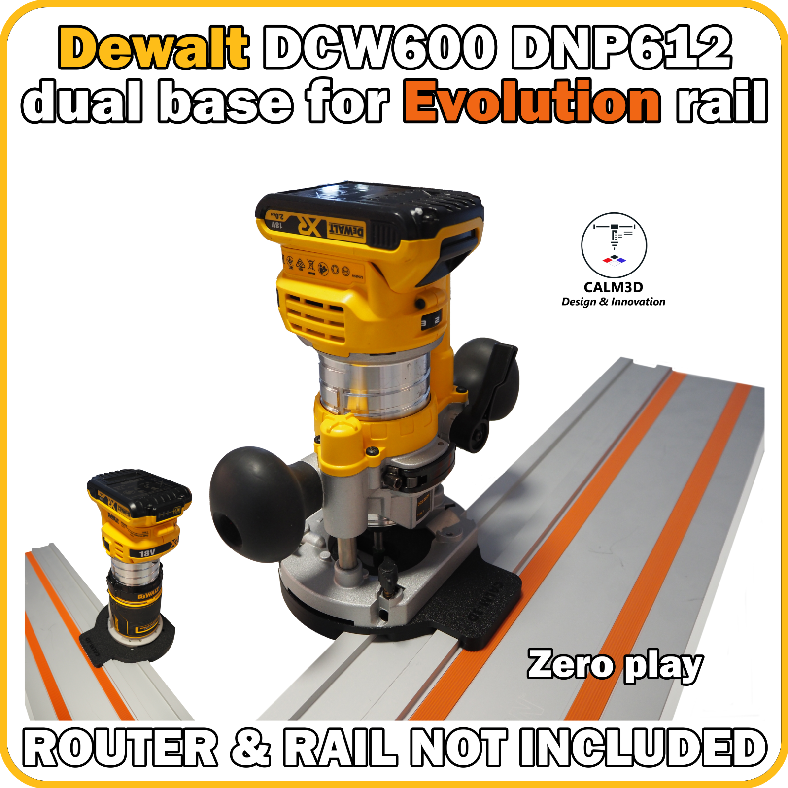 Dewalt DCW600 DNP612 dual fit sub-base for use on the Evolution rail ...