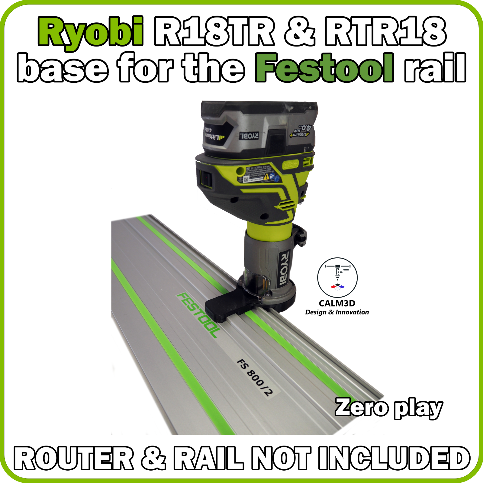 Ryobi Router Sub Base Ryobi R18TR-0 and RTR18 trim router sub-base for use on Festool rail ...
