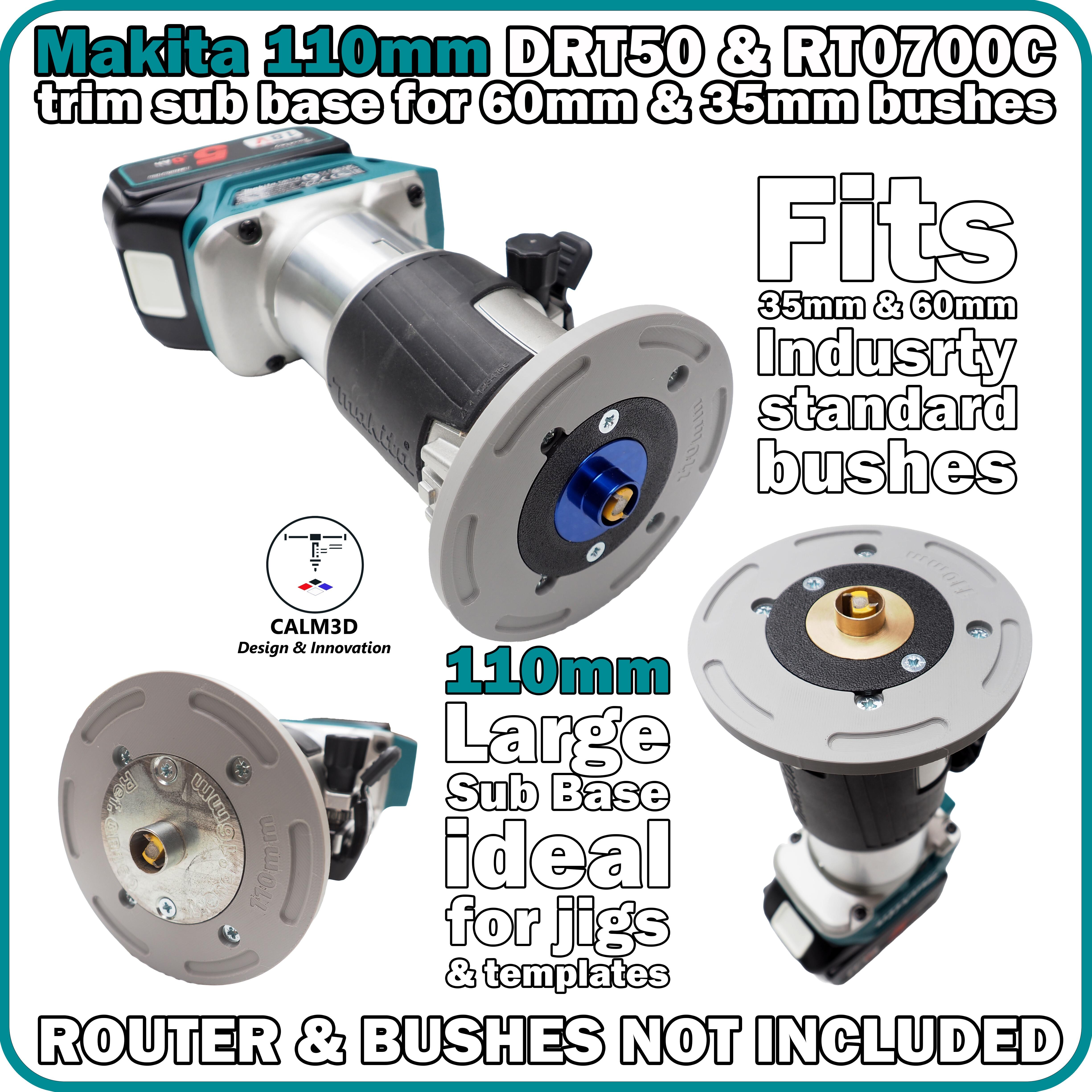 Makita DRT50 RT0700C 110mm trim router sub-base for bushes + screws