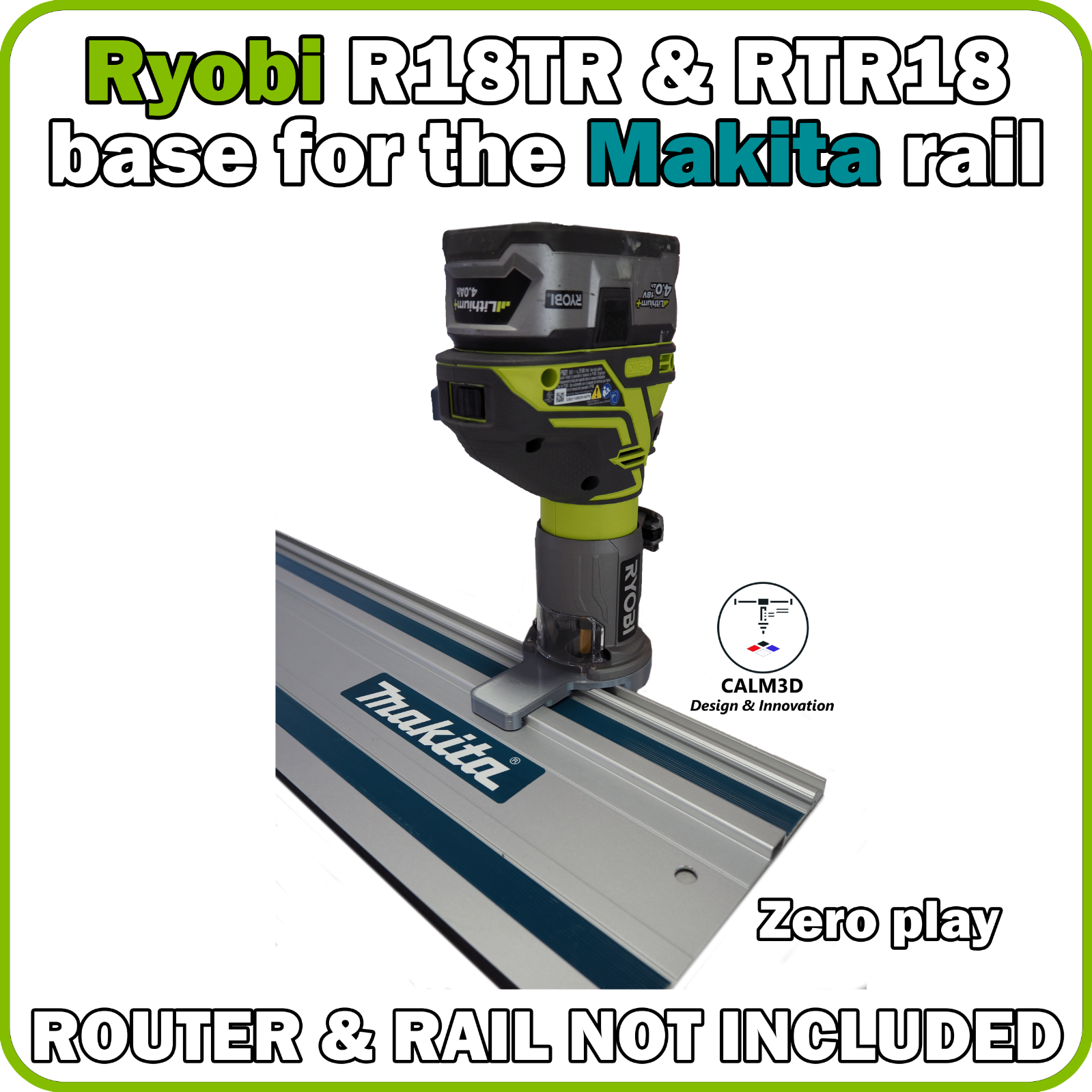 Ryobi Router Using Guide Rail Ryobi R18TR-0 RTR18 trim router sub-base for use on Makita guide rail ...