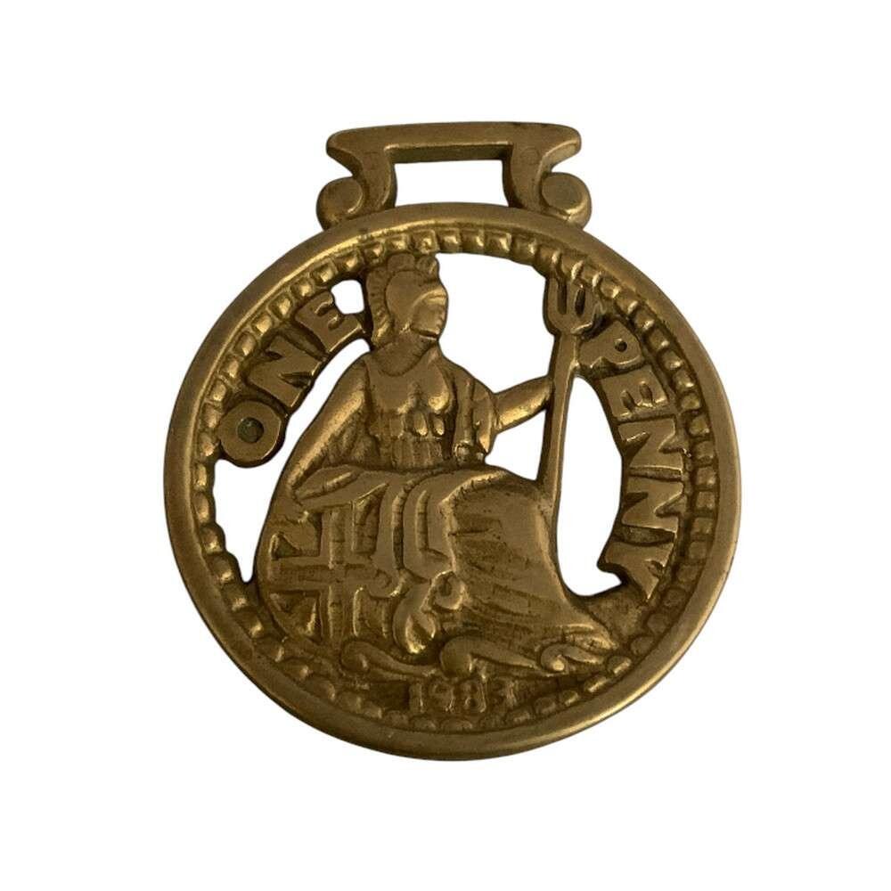 English One Penny Coin Horse Brass