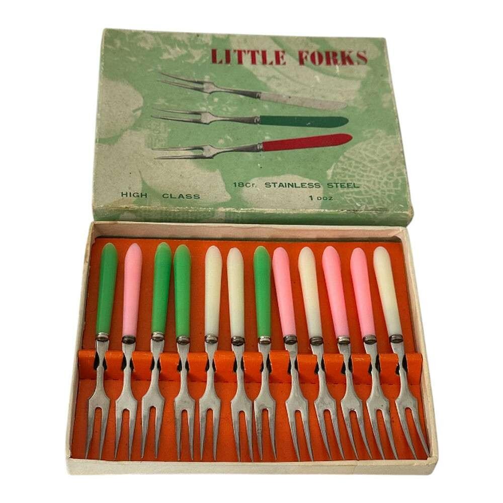 Vintage Cocktail Stainless Steel Little Forks Set Of 12