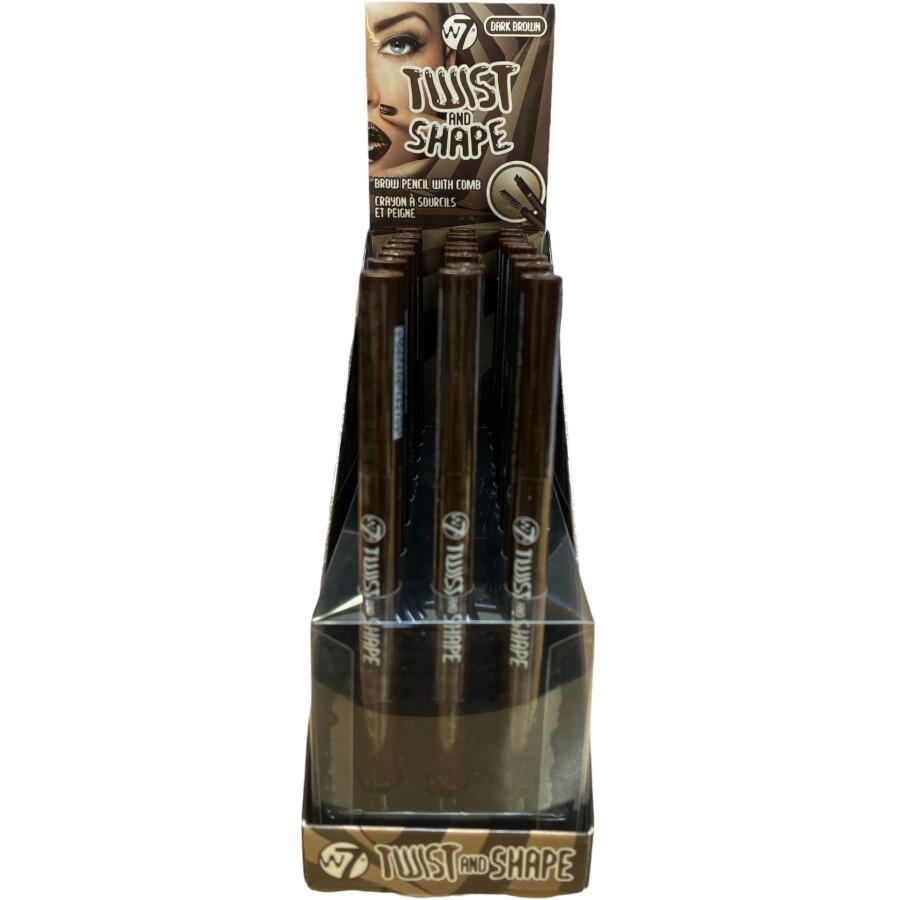 W7 Twist & Shape 2in1 Brow Pencil and Comb - Dark Brown