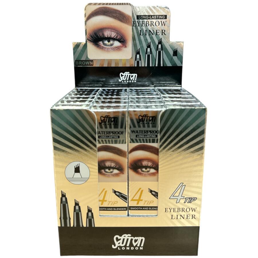 Saffron Long-Lasting 4 Tip Waterproof Eyebrow Liner - Brown