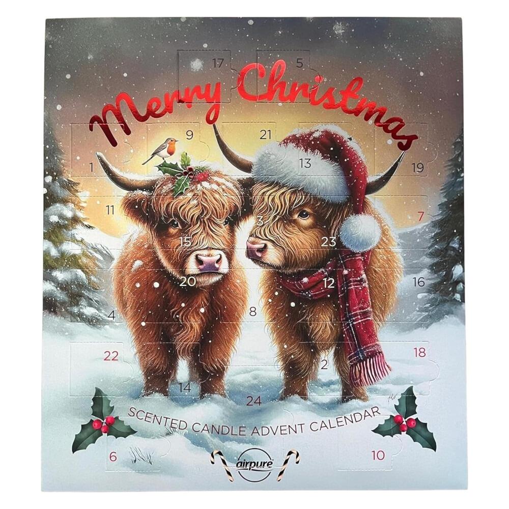 Airpure Tea Light Candle Advent Calendar Highland Cow