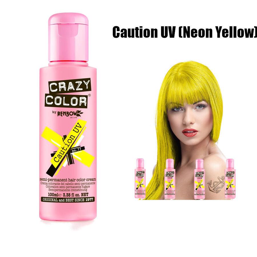 Coloration Semi-permanente Crazy Color 'Caution UV' Jaune - Crème 100ml Sans Ammoniaque