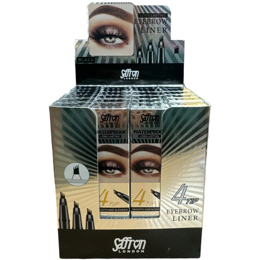 Saffron Long-Lasting 4 Tip Waterproof Eyebrow Liner - Black