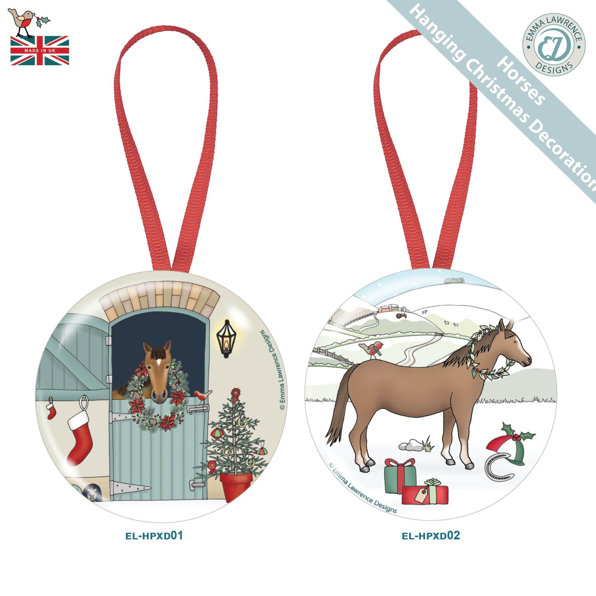 Bulk Fridge Magnets | Festive Horses Christmas Hanging Magent Decorations, UK Designer Emma Lawrence