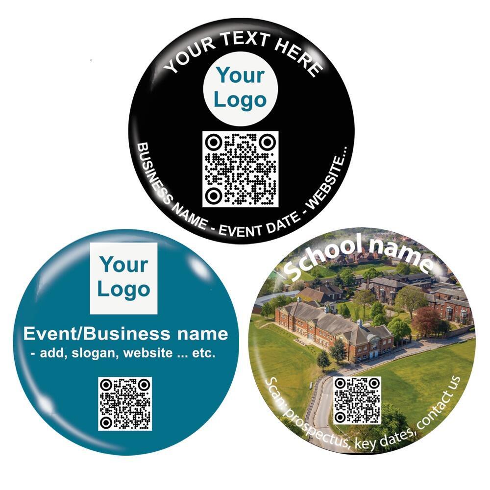 QR Code Magnets | Custom QR Code Company/Event Promotion Magnets. Photo/Text Options. Round 63mm