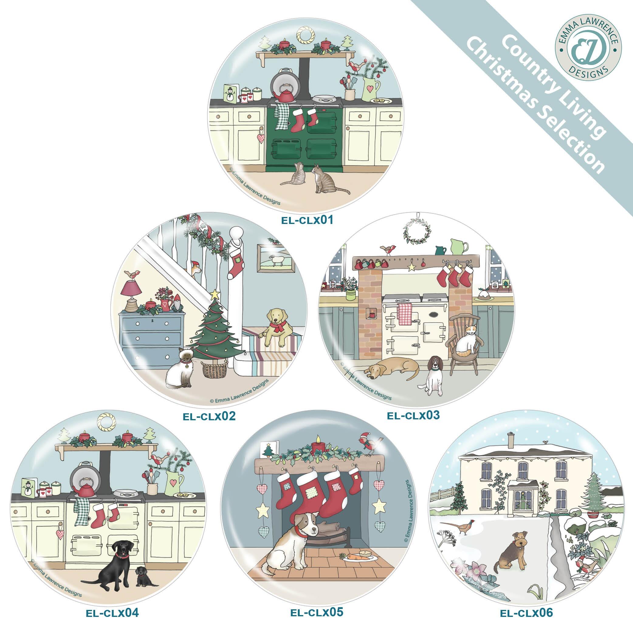Fridge Magnet Gifts | Country Living at Christmas, Emma Lawrence Designs. UK Made, Any Quantity