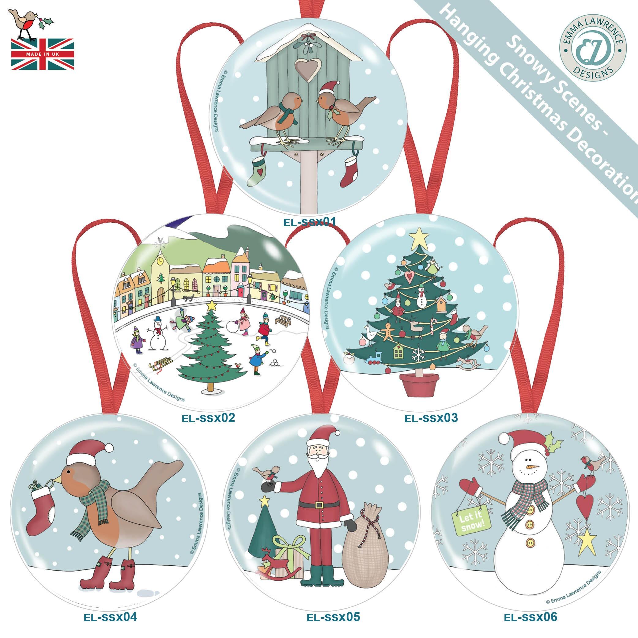 Bulk Fridge Magnets | Christmas Snow Hanging Decoration Magents by Emma Lawrence. UK Made.