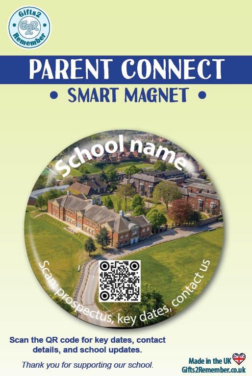 PTA Fundraising Ideas | Personalised School Magnets with QR Codes to Key Parent Resources.