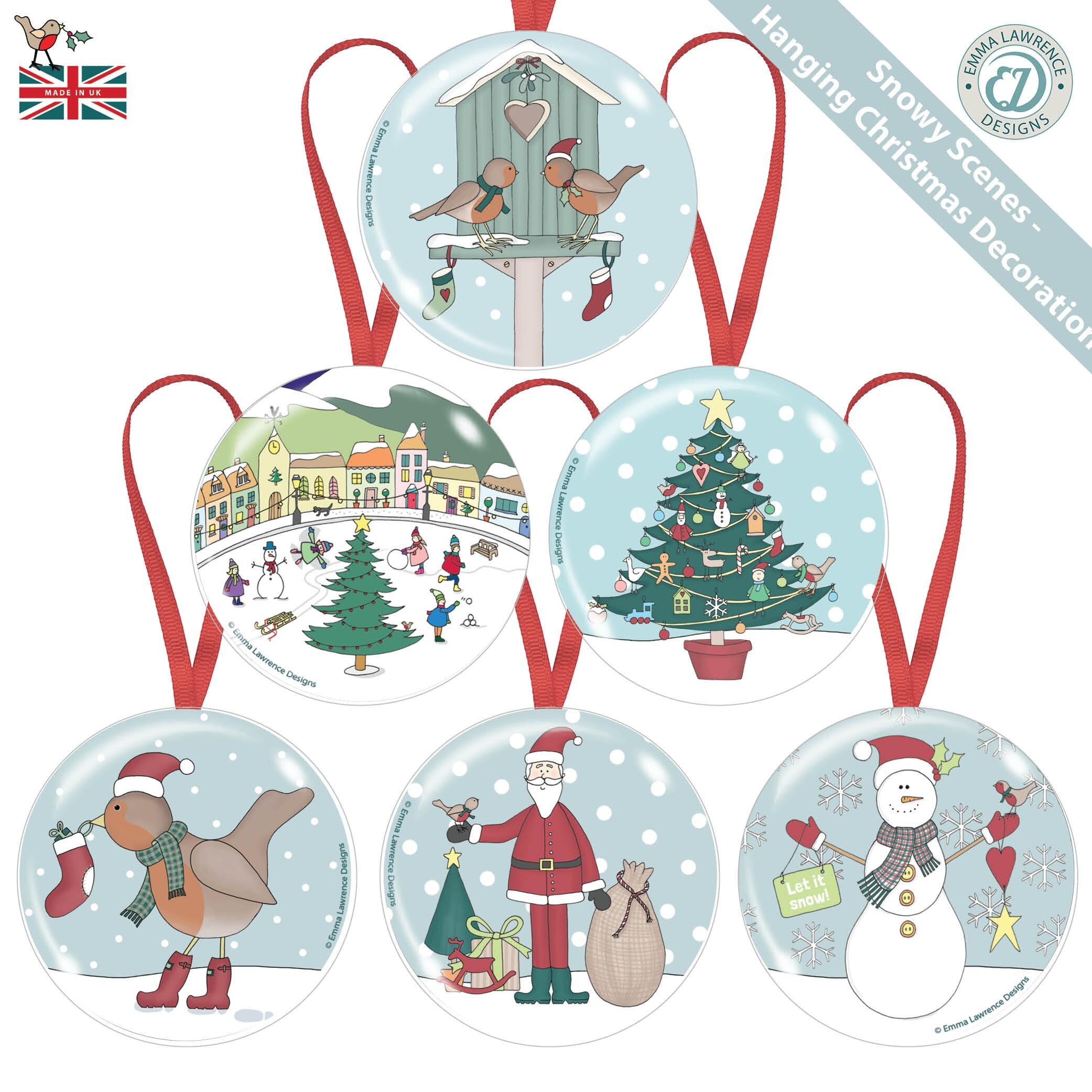 Bulk Fridge Magnets | Christmas Snow Hanging Decoration Magents by Emma Lawrence. UK Made, Trade