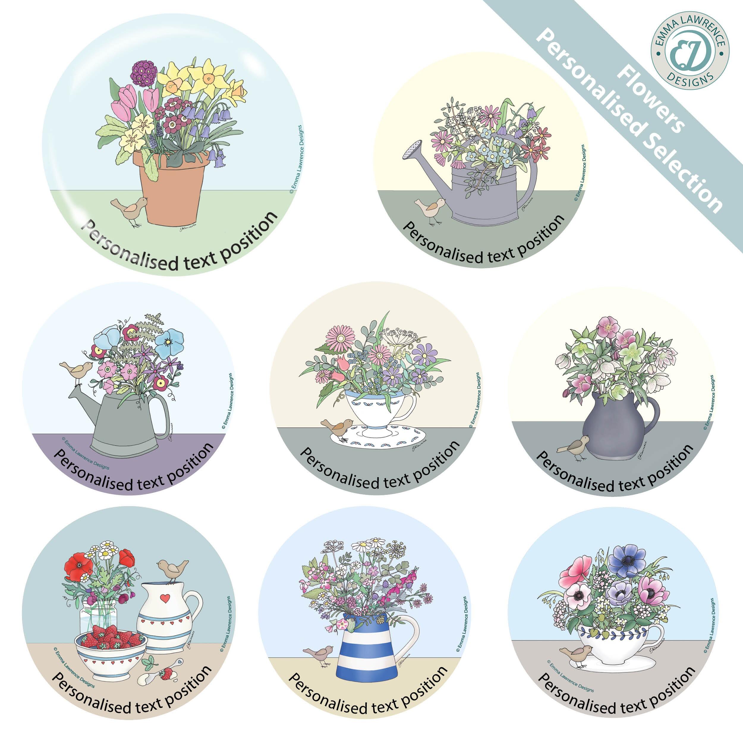 Custom Fridge Magnets | Flowers Collection - Personalised Fridge Magnets, Emma Lawrence Designs