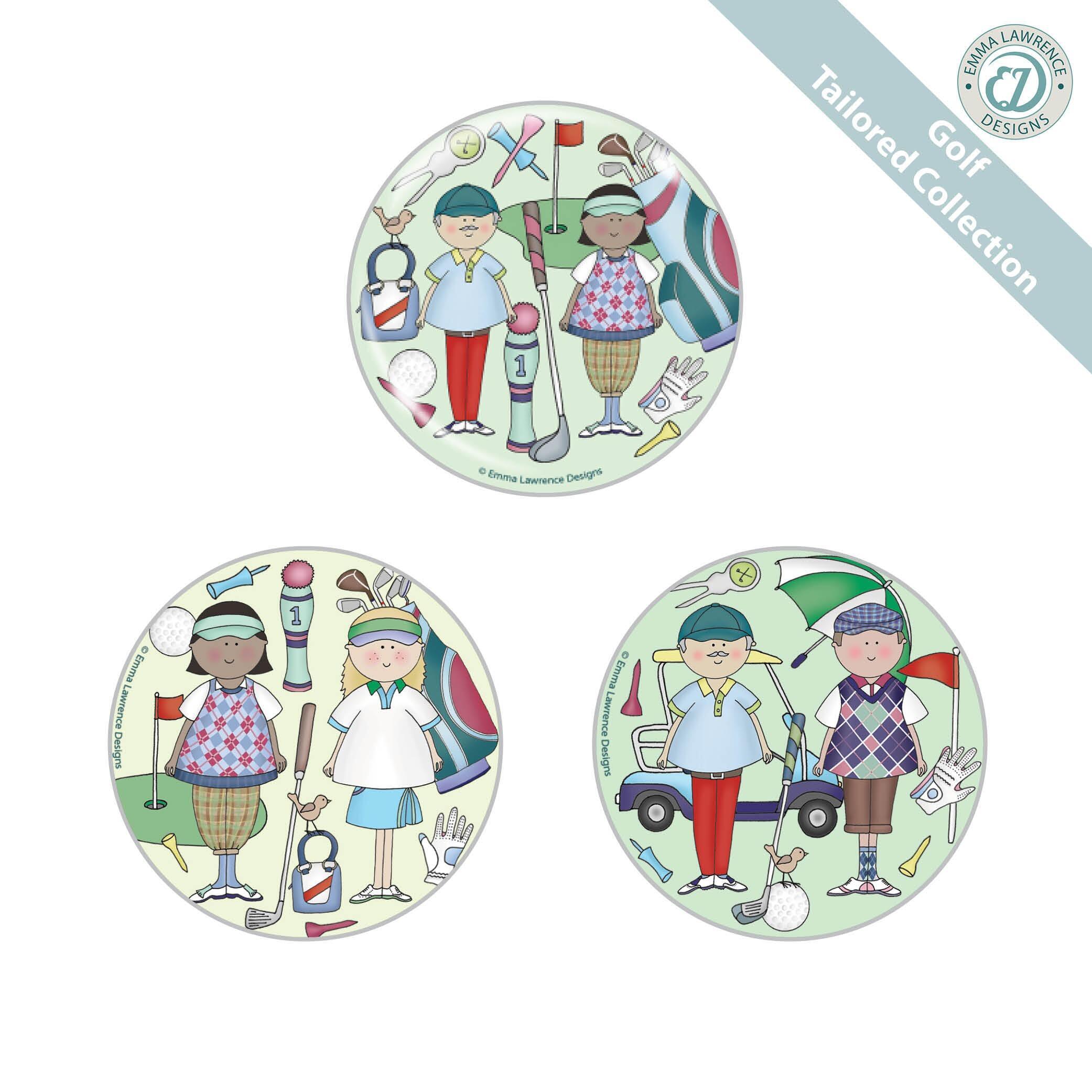 Fridge Magnet Gifts | Golf Collection of 3 Emma Lawrence Designs. Retail/Trade.