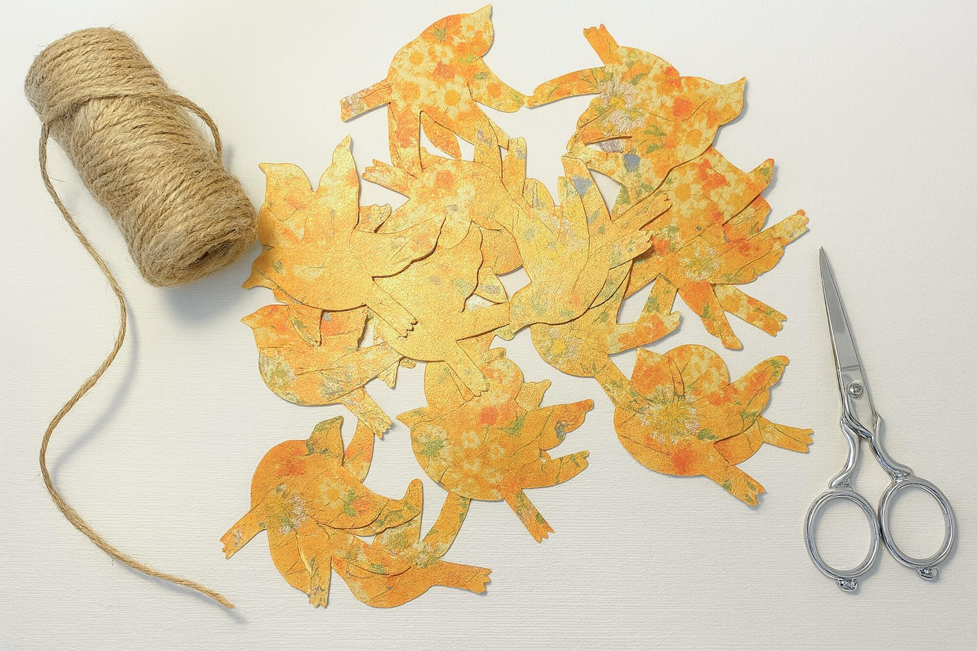 Orange Floral Bird Embellishments