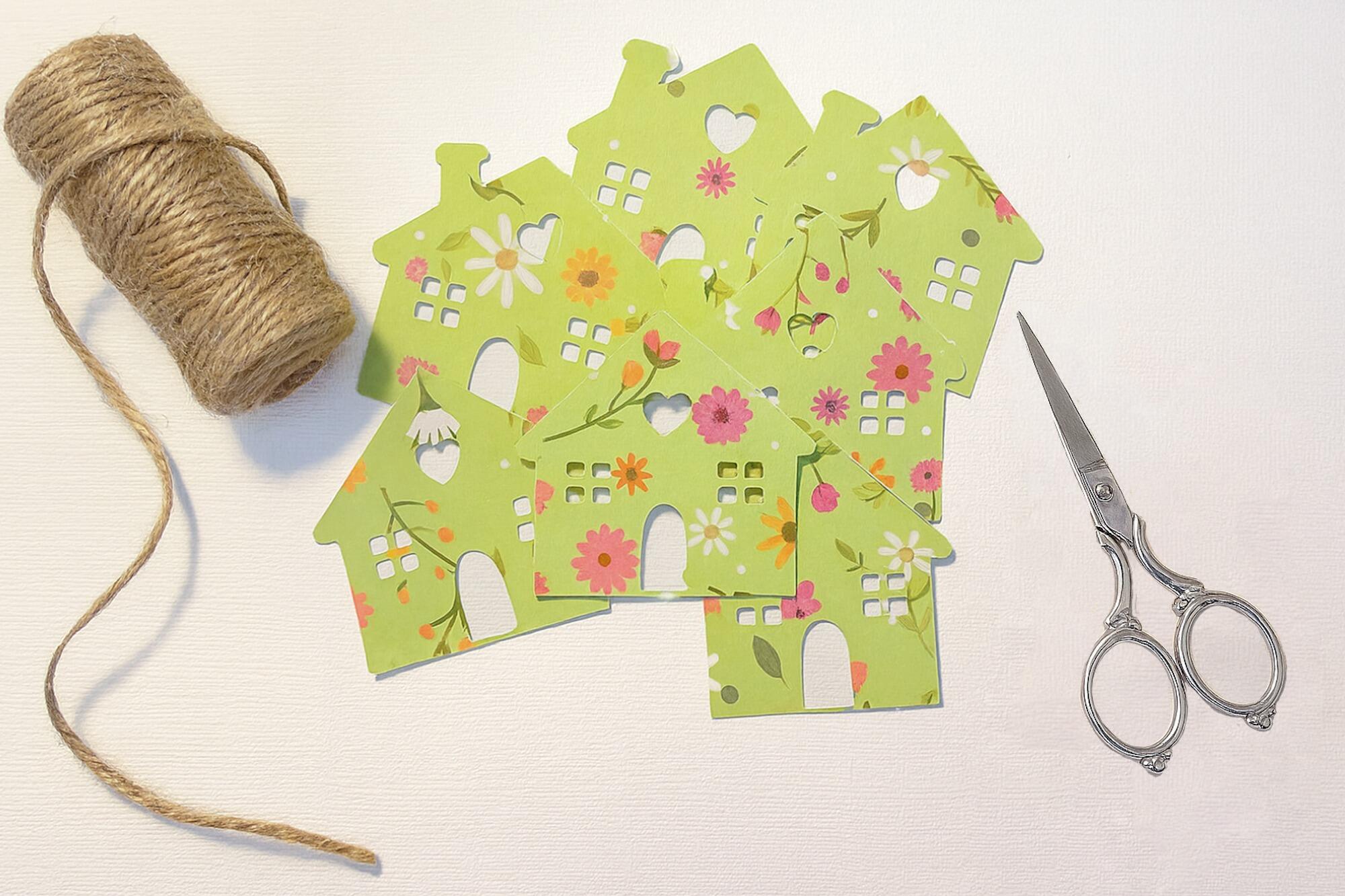 Floral House-Shaped Card Embellishments