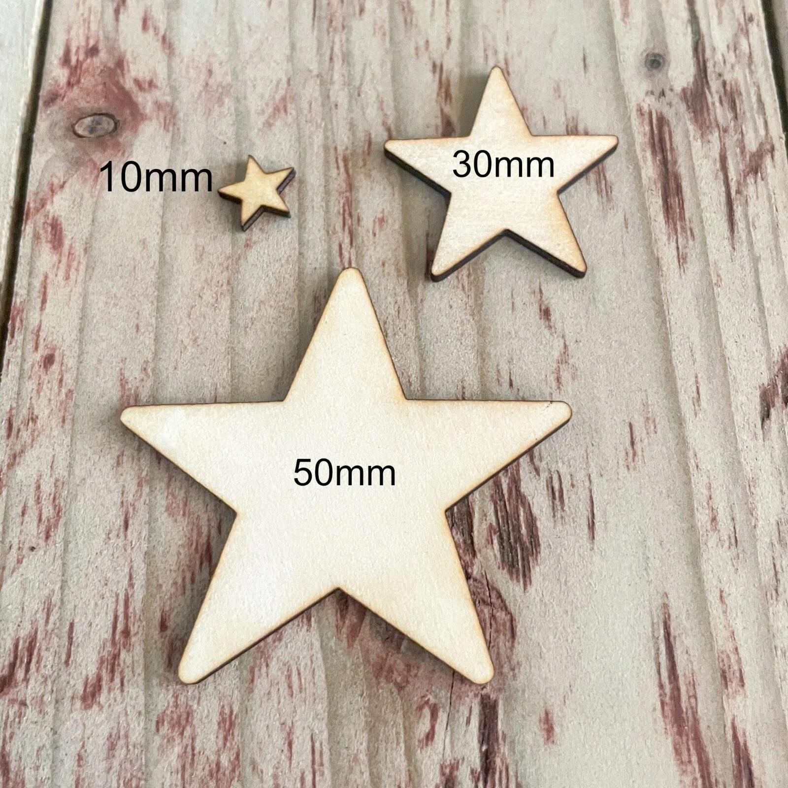 Wooden laser cut stars for crafters, embellishments, DIY projects.