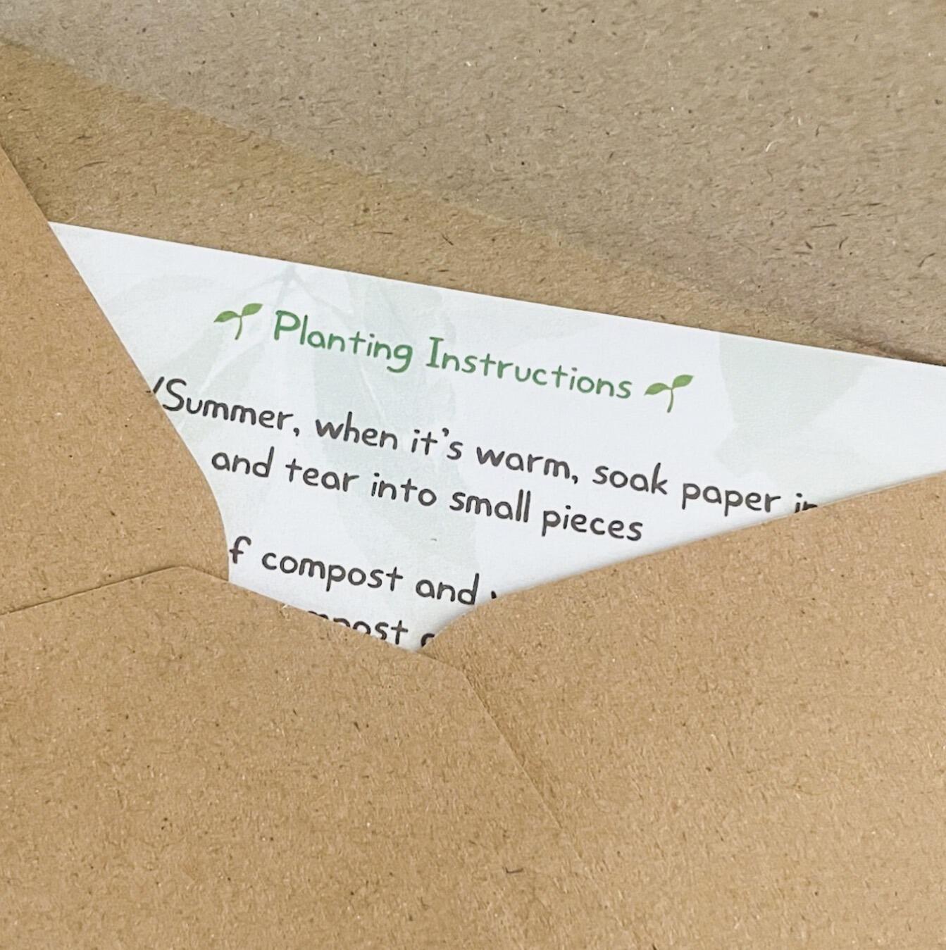 Planting instructions inside envelope