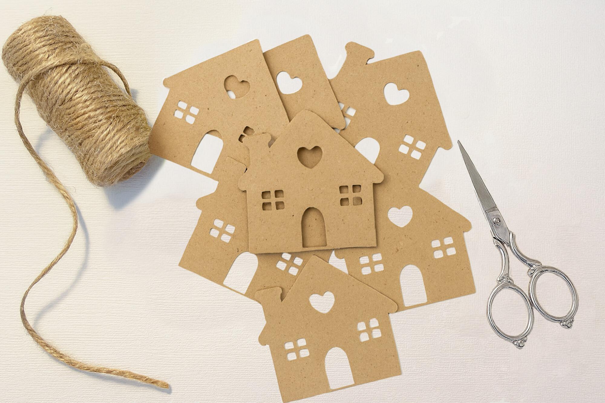 Kraft House-Shaped Card Embellishments