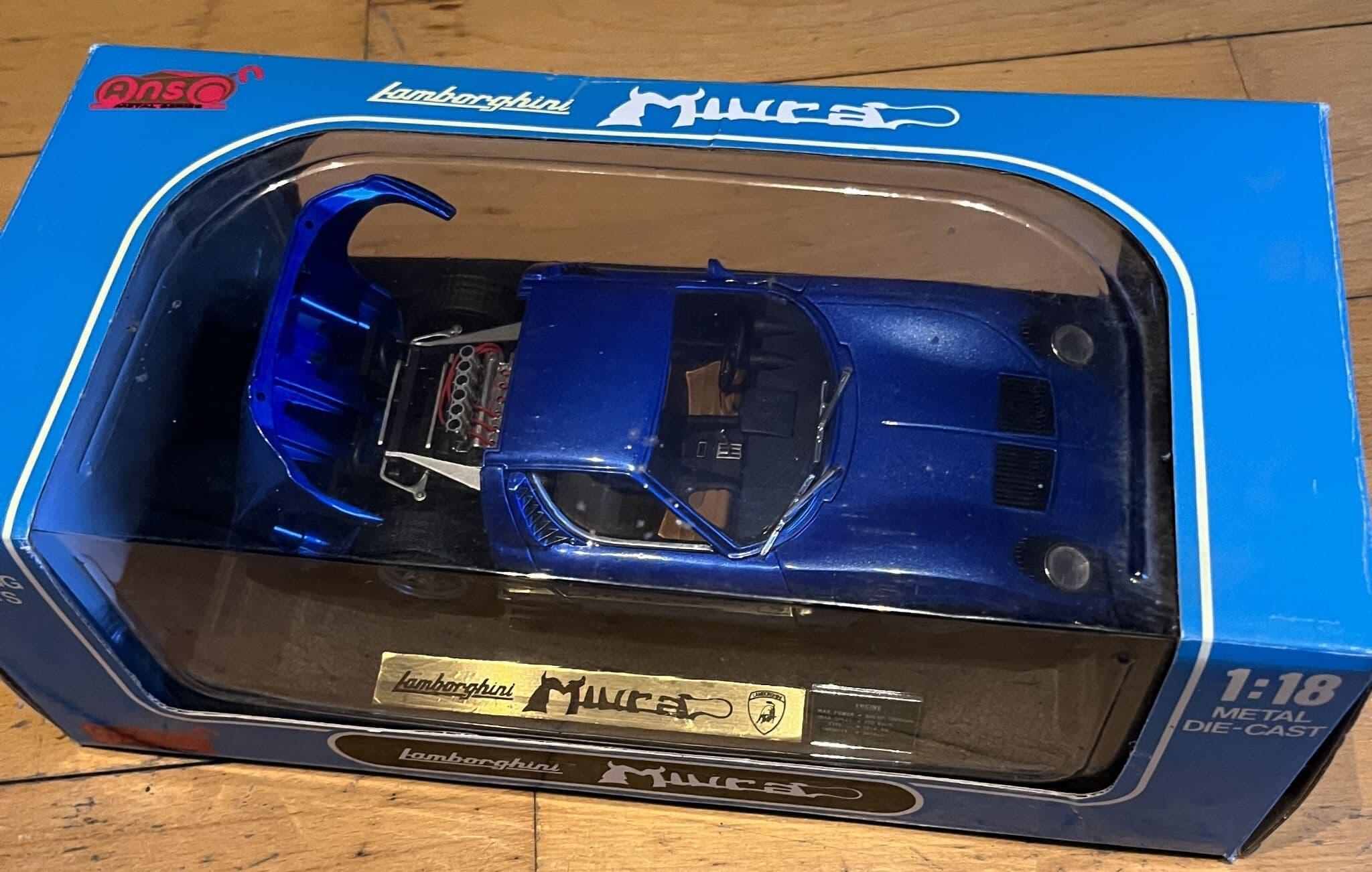 New ANSON LAMBORGHINI MIURA Metal Model 1/18 scale RARE unopened Blue