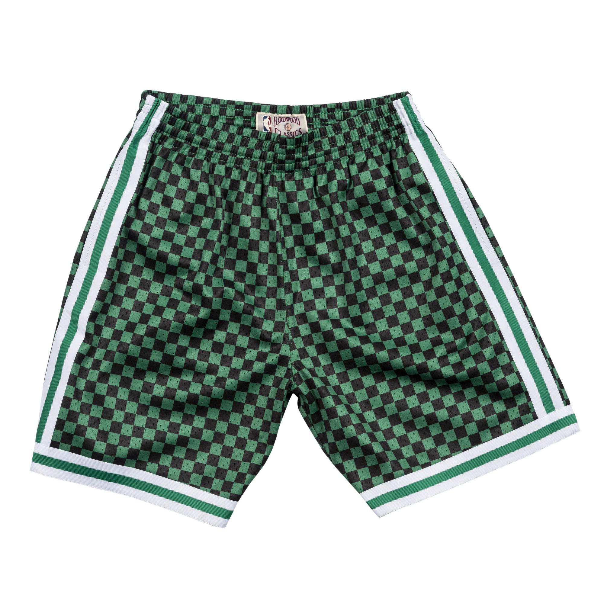 Mitchell & Ness | Boston Celtics Black & Green Checkered Swingman Shorts