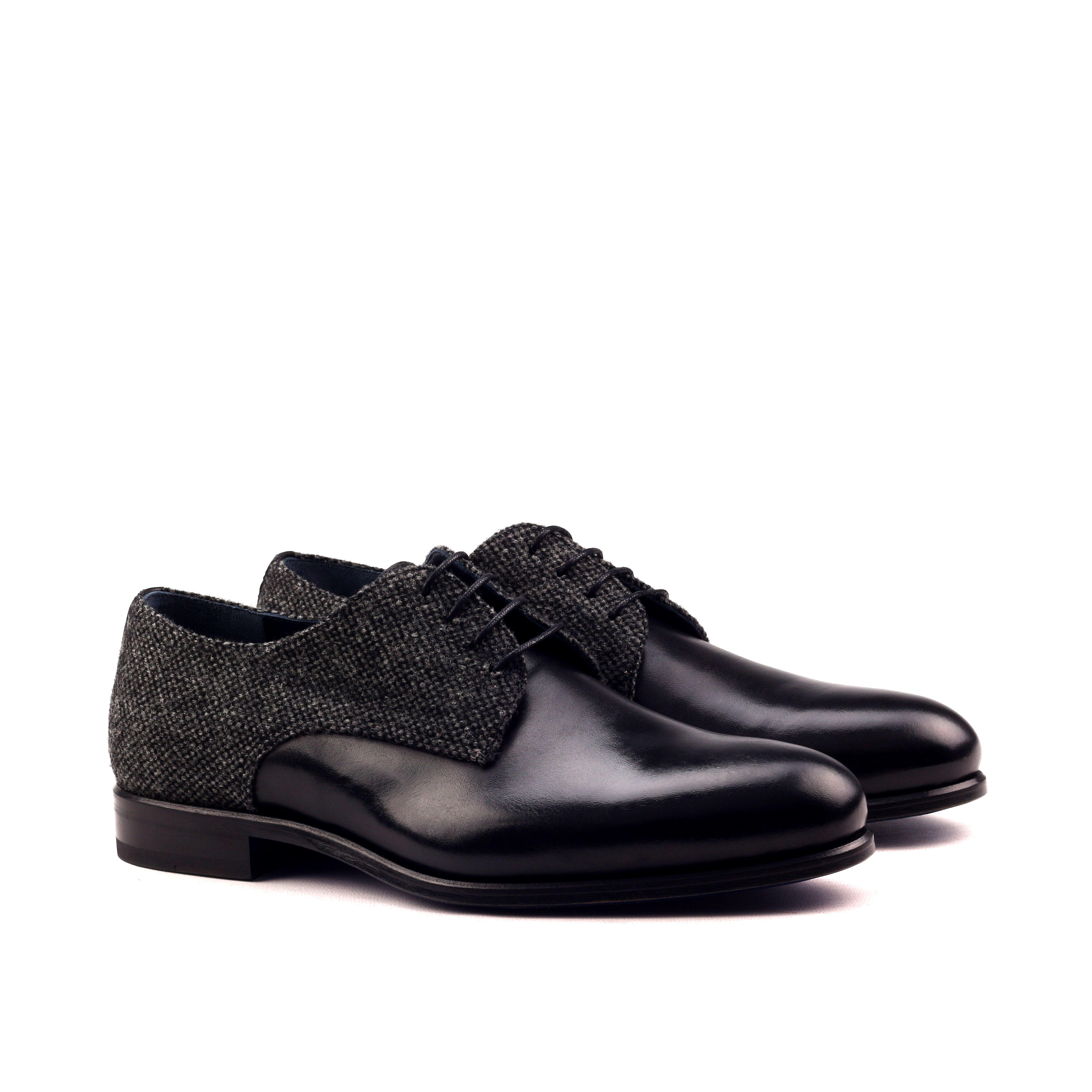 Manor of London 'The Derby' Black Calfskin & Nailhead Shoe Luxury Custom Initials Monogrammed Front Side View
