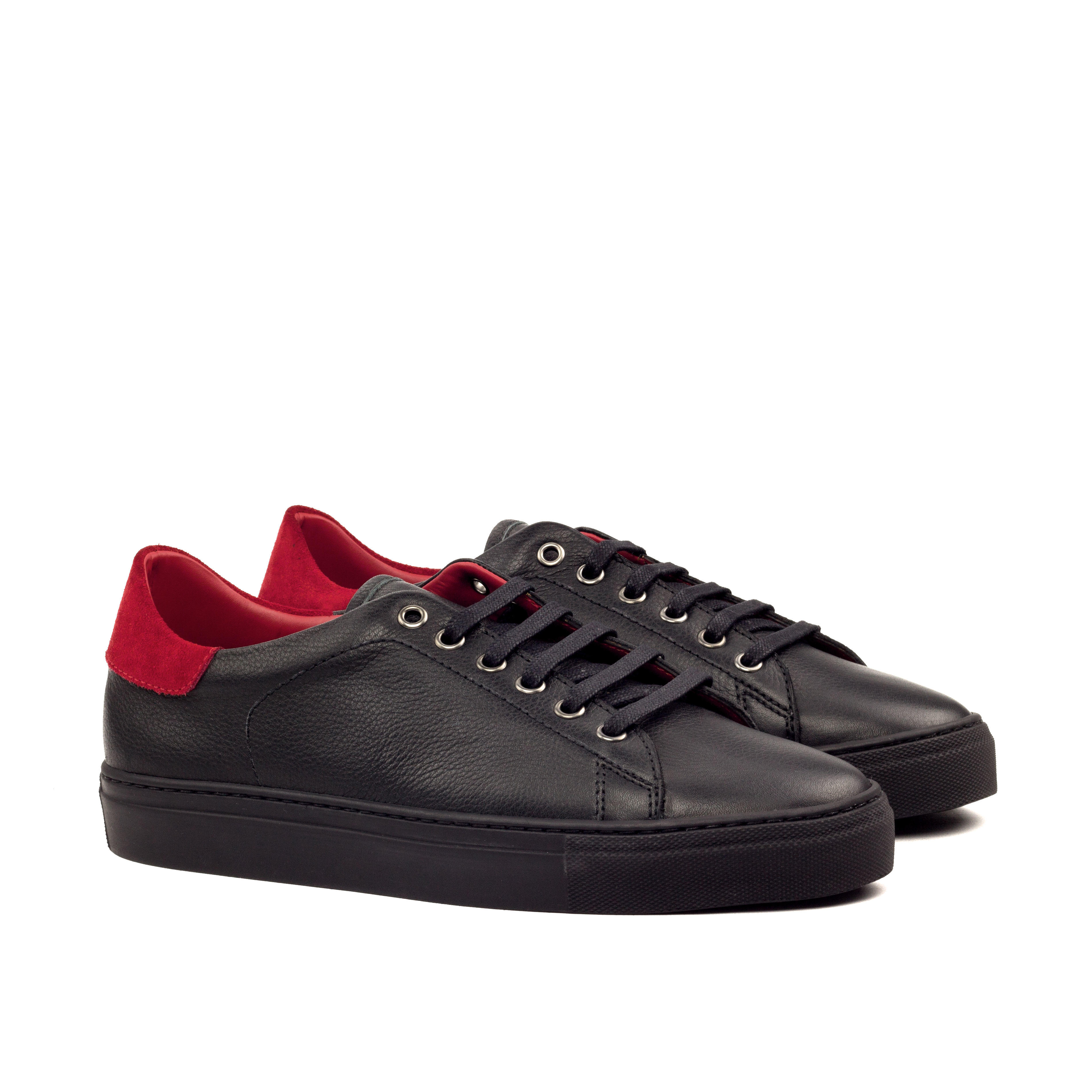 MANOR OF LONDON 'The Perry' Black Full Grain Tennis Trainer Luxury Custom Initials Monogrammed Front Side View