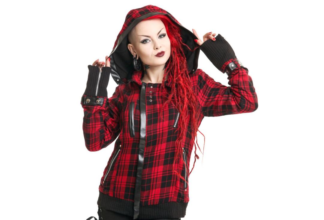 Poizen Industries | Z Red Check Hooded Jacket - Front