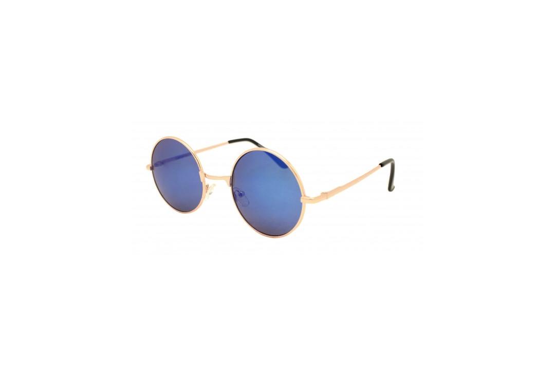 RayFlector | Blue Mirror & Rose Gold Frame Round Lennon Sunglasses