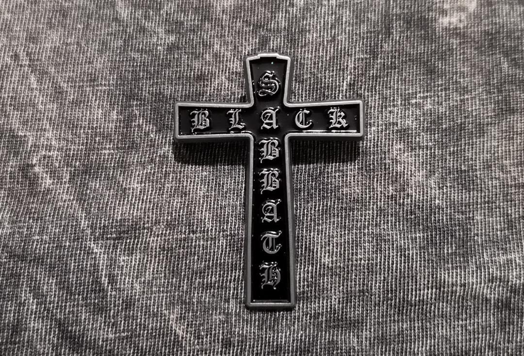 Official Band Merch | Black Sabbath - Cross Metal Pin Badge - Front