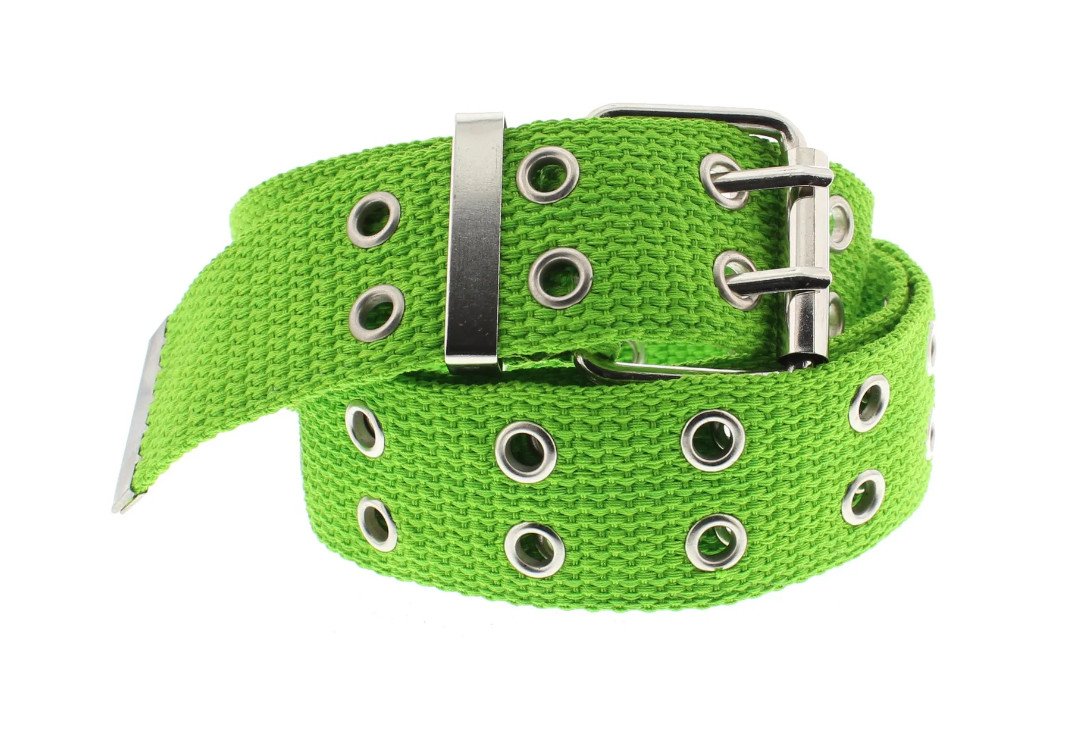 Void Clothing | Apple Green 2 Row Eyelet Webbing Belt
