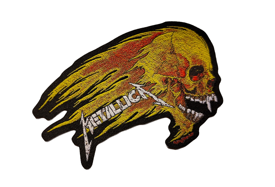 Official Band Merch | Metallica - Flaming Skull Woven Patch
