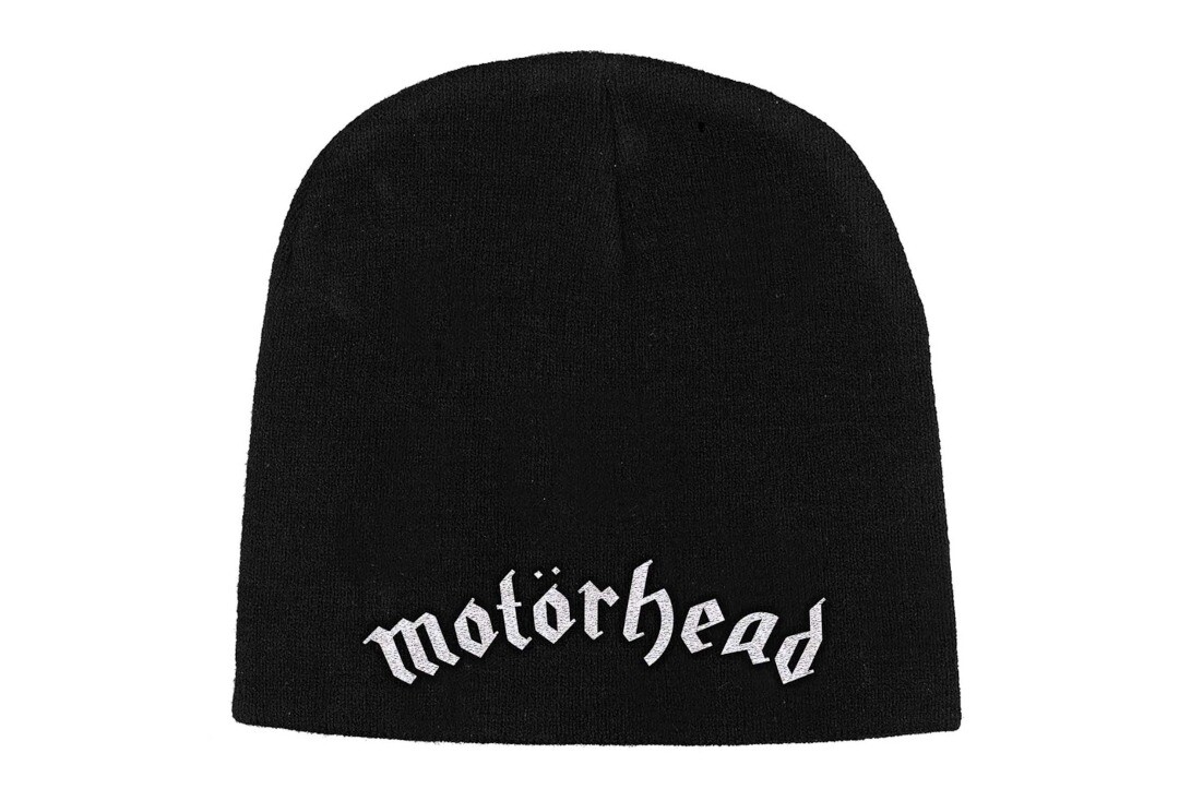 Official Band Merch | Motorhead - White Logo Embroidered Official Knitted Beanie Hat