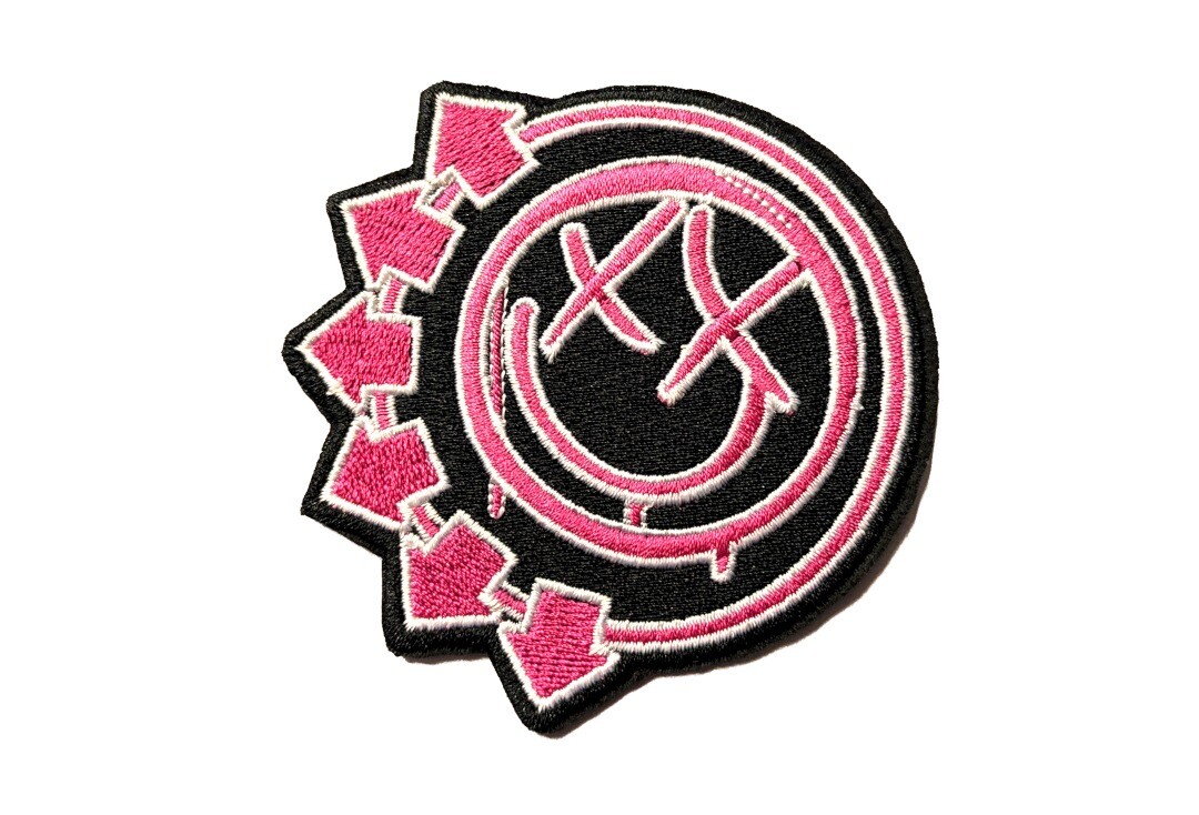 Official Band Merch | Blink 182 - Pink Neon Six Arrows Woven Patch