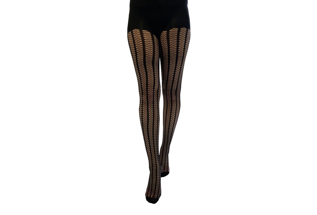 Vertical Fishnet Stripe Pamela Mann Tights