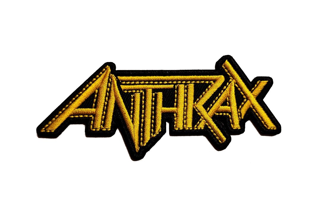 Official Band Merch | Anthrax - Yellow Cut Out Logo Iron On Embroidered Patch
